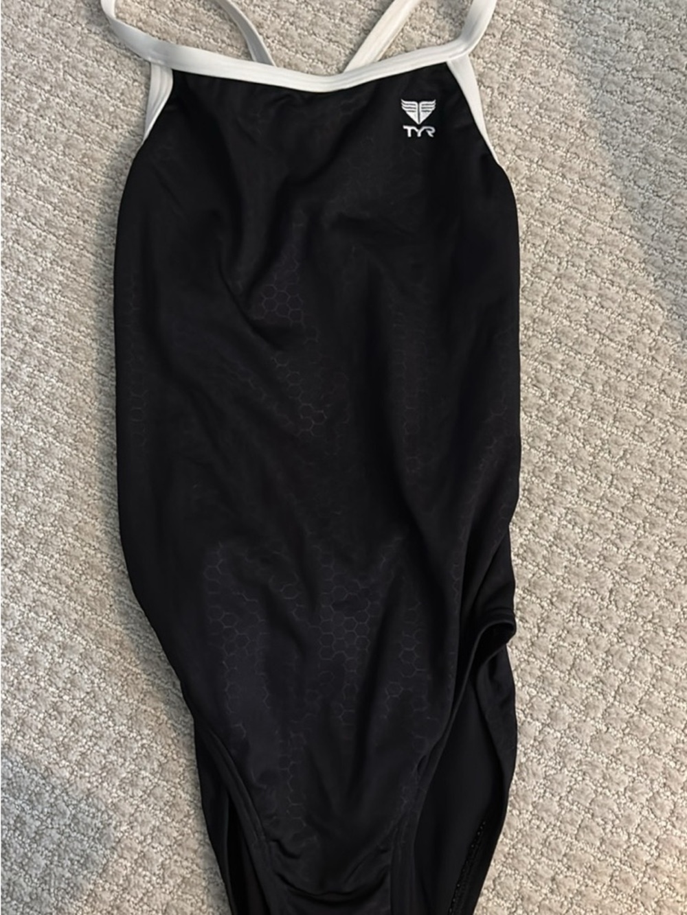 TYR Black One-Piece Swimsuit with White Straps